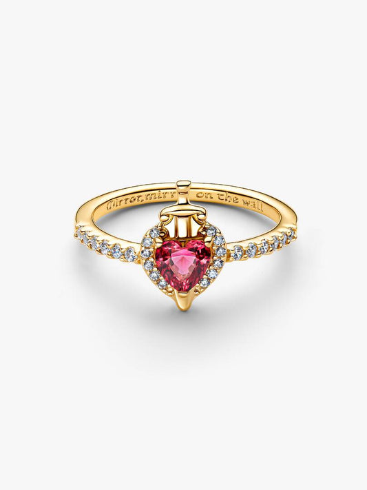 Anello Pandora Disney Villains Regina Cattiva Cuore Fucsia Oro