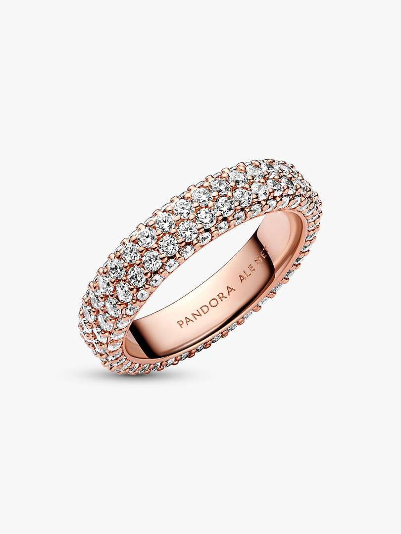 Anello Pandora pavé fascia doppia da incidere Donna