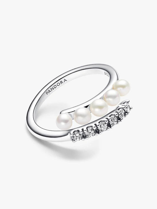 Anello Pandora Intreccio Perle e Pavé Argento 925