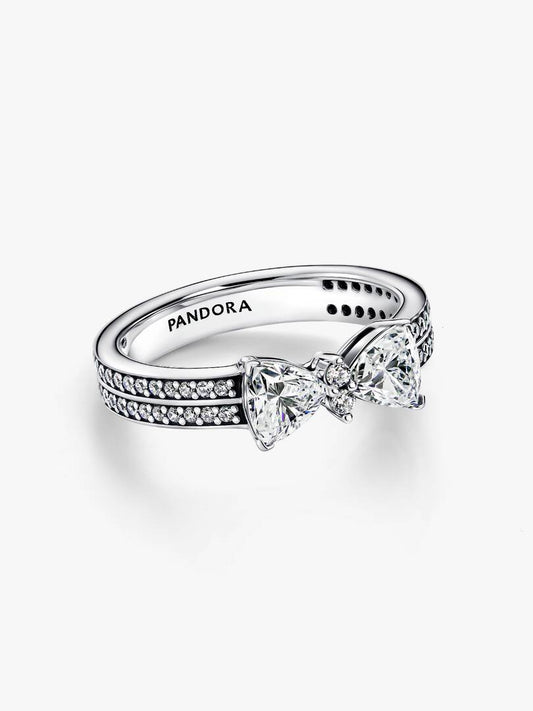 Anello Pandora Doppia Fascia Pavè Fiocco Luminoso