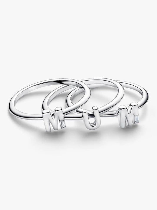 Anello Pandora Mum divisibile in argento sterling con zirconia cubica trasparente