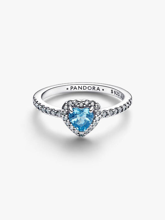 Anello Pandora Cuore in Rilievo Azzurro