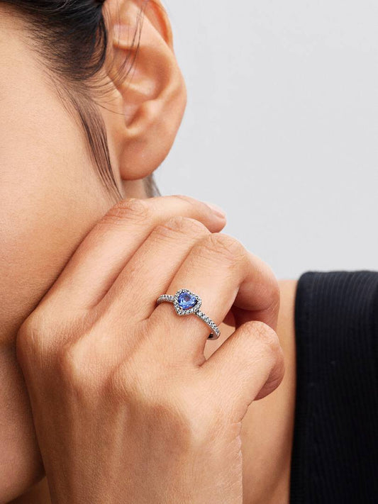 Anello Pandora Cuore Blu in Argento Sterling 925