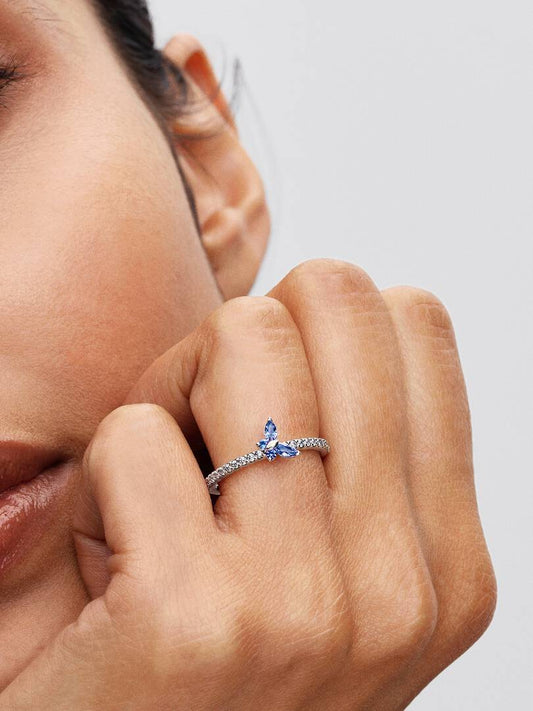 Anelli Pandora Farfalla Luminosa Blu in Argento Sterling 925