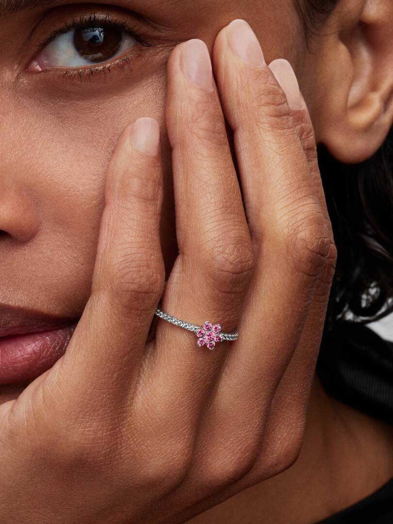 Anello Pandora Fiore Luminoso Rosa in Argento Sterling 925 e zirconia cubica