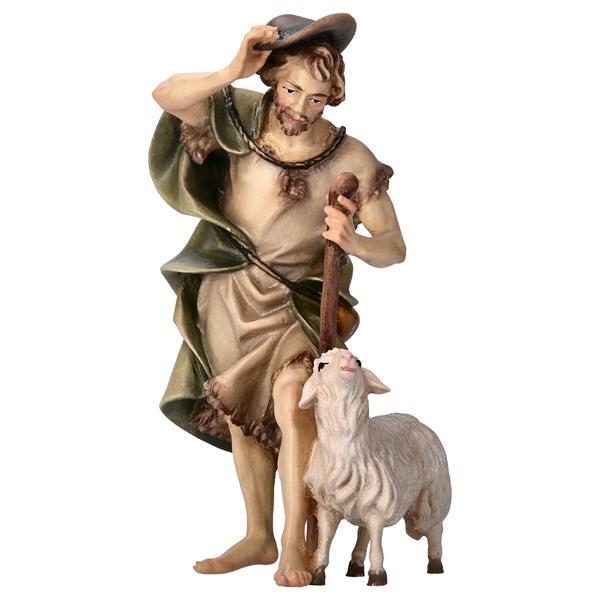 Pastore con pecora in Legno per Presepe – Proporzionata per Figure Umane da 15 cm