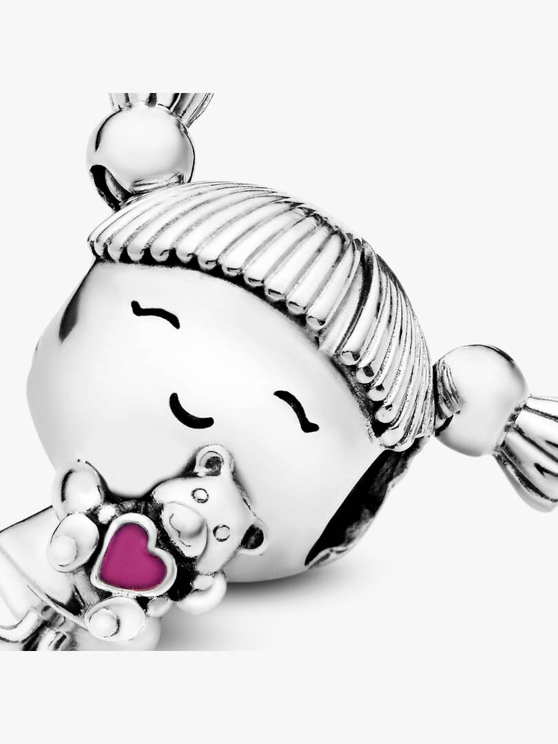 Charm bambina Pandora in argento con smalto rosa