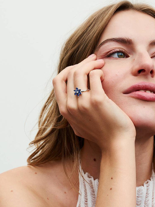 Anello Pandora Herbarium Fiore Blu in Argento Sterling 925