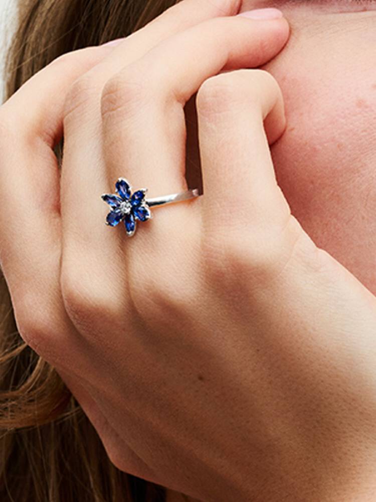 Pandora - Anello Pandora Herbarium Fiore Blu in Argento Sterling 925 - Nazareno Bancone Gioielli