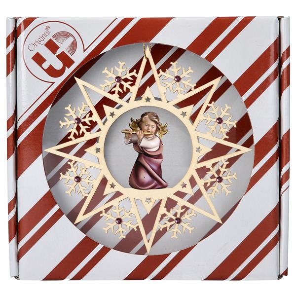 ULPE Wood Art - Angelo Cuore con flauto Stella Cristallo Crystal con box regalo - Nazareno Bancone Gioielli