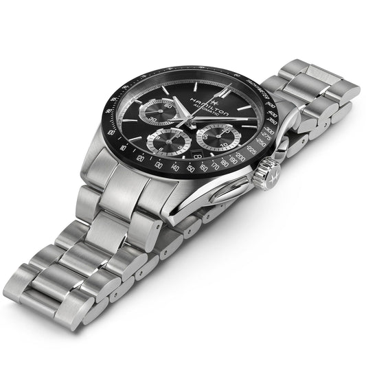 Orologio Uomo Cronografo Hamilton 42mm In Acciaio Quadrante Nero