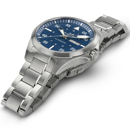 Orologio Hamilton 42mm In Acciaio Quadrante Blu