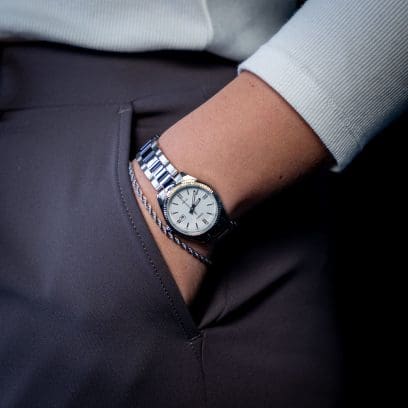 Orologio Uomo Casio Analogico Cinturino Metallo Bianco Placcato Ionico