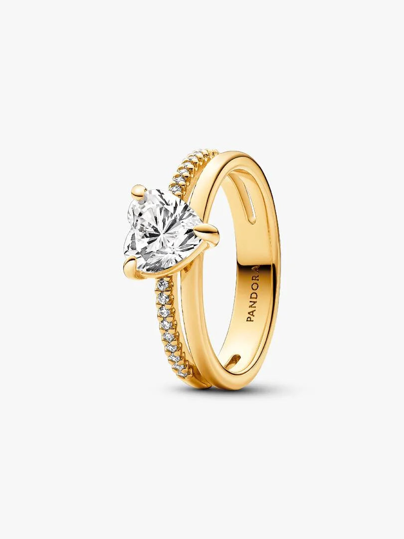 Anello Pandora Doppia Fascia con Cuore Oro