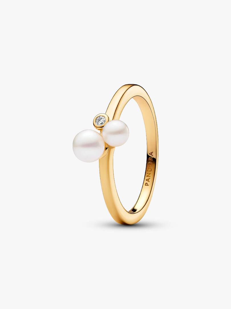 Anello Pandora Timeless Perle d’Acqua Dolce e Punto Luce Oro