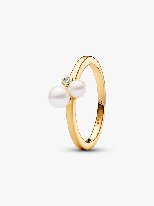 Anello Pandora Timeless Perle d’Acqua Dolce e Punto Luce Oro