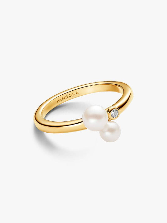 Anello Pandora Timeless Perle d’Acqua Dolce e Punto Luce Oro