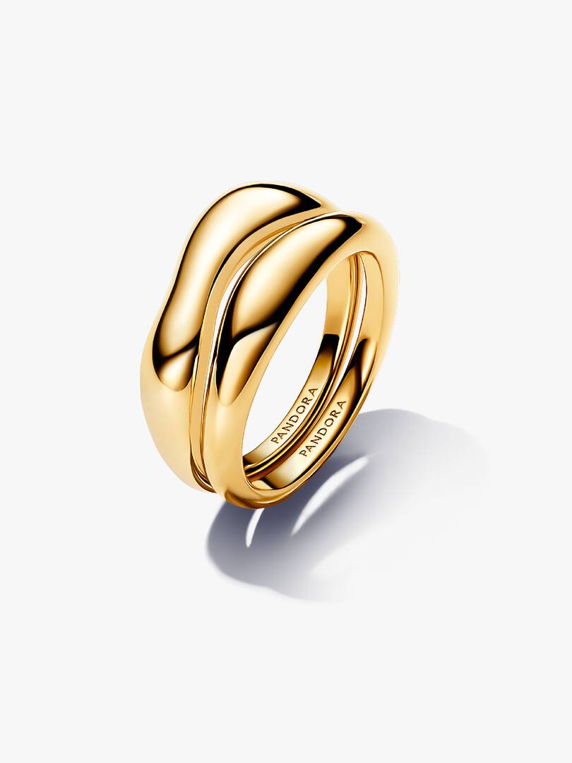 Set di 2 Anelli Pandora Linea Sinuosa Divisibile Finitura Oro