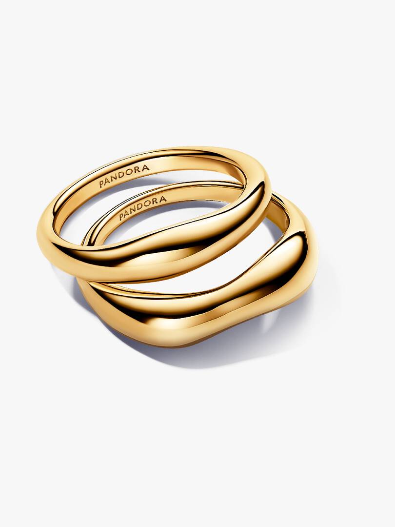 Set di 2 Anelli Pandora Linea Sinuosa Divisibile Finitura Oro