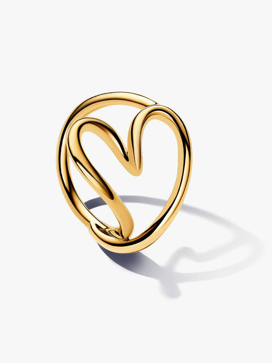 Anello Pandora Cuore Linea Sinuosa Finitura in Oro