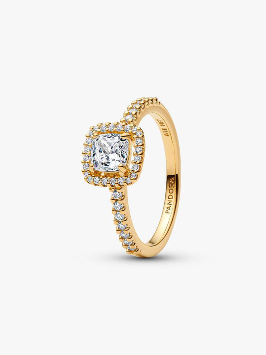 Anello Pandora Timeless Punto Luce Quadrato Incolore in lega metallica con finitura in Oro