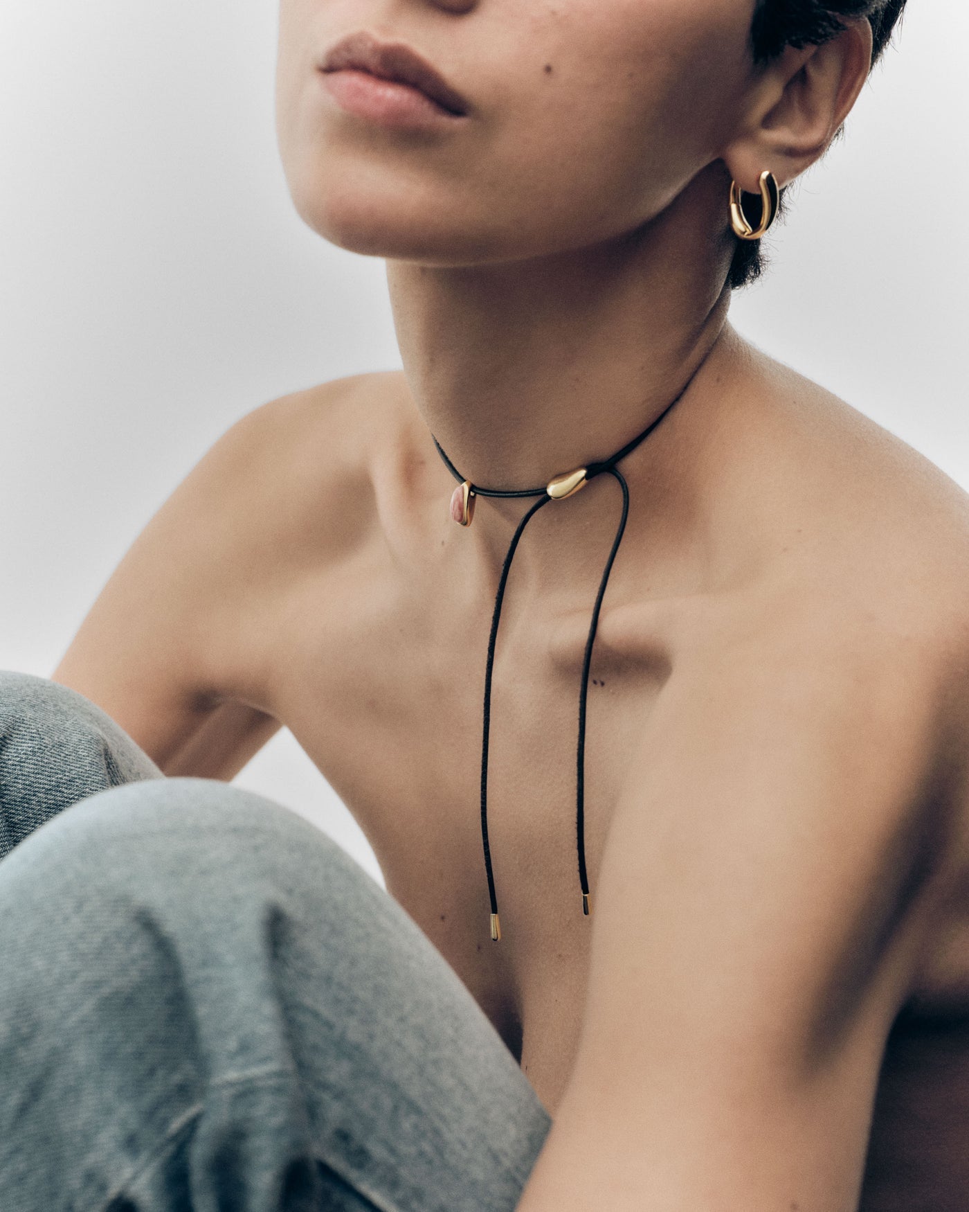 Collana con cordino e pendente a goccia in rodocrosite PDPAOLA