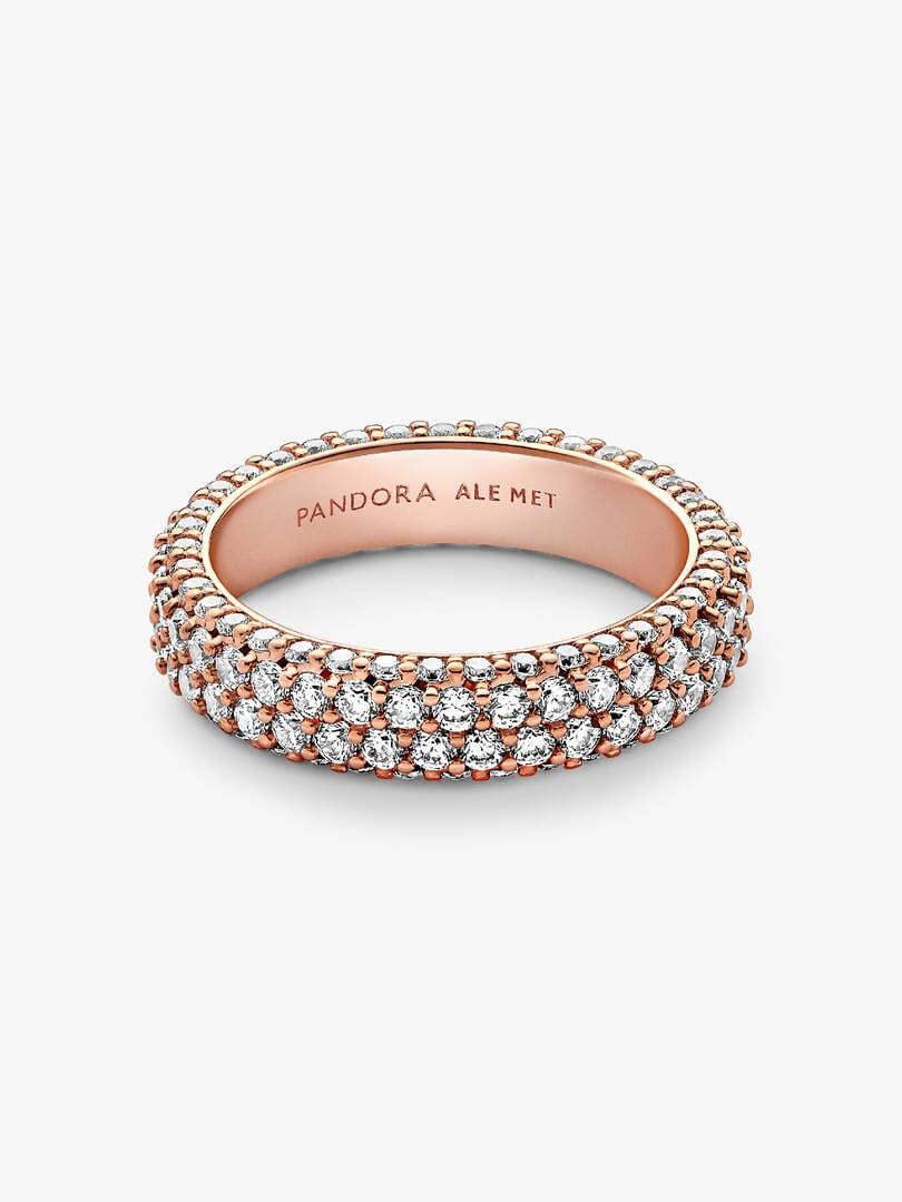 Anello Pandora pavé fascia doppia da incidere Donna