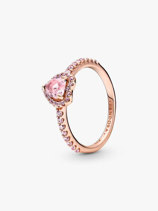 Anello Pandora Cuore Rosa in Rilievo con Pavé