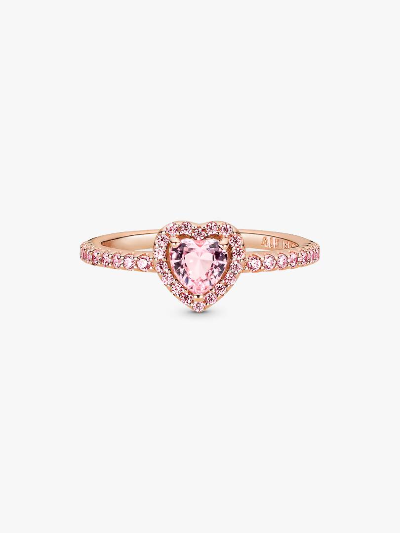 Anello Pandora Cuore Rosa in Rilievo con Pavé
