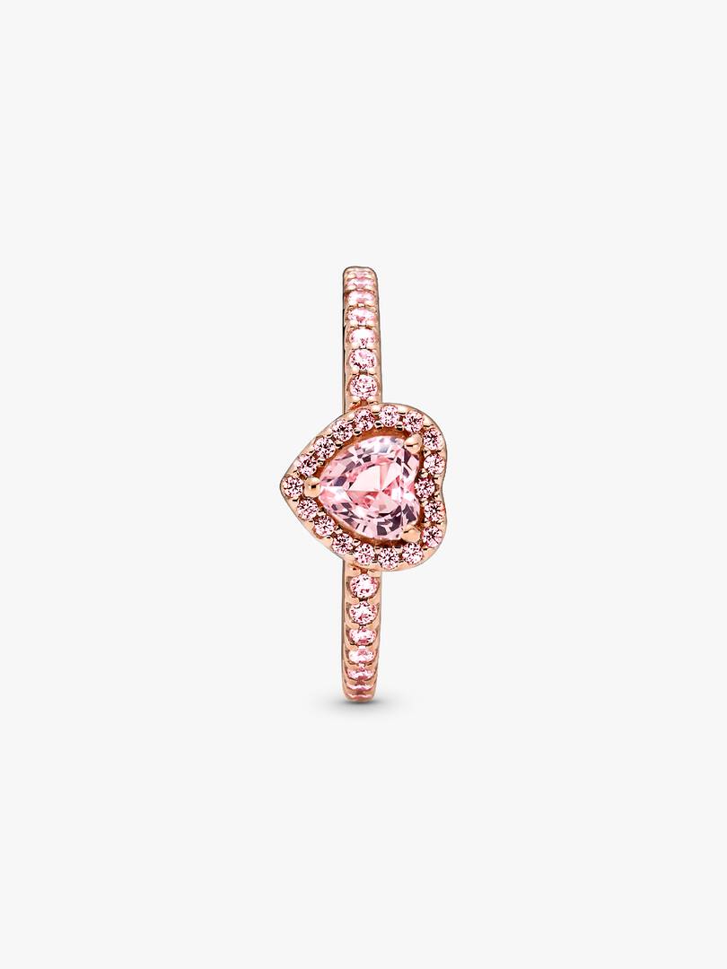Anello Pandora Cuore Rosa in Rilievo con Pavé
