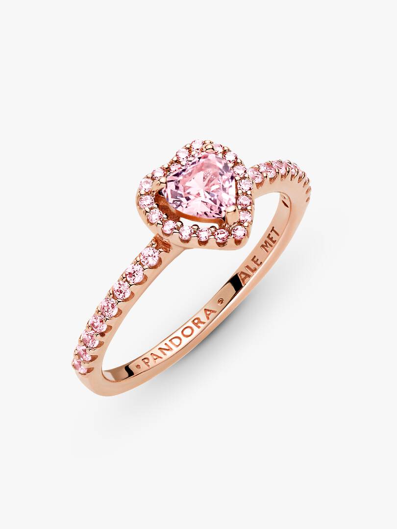 Anello Pandora Cuore Rosa in Rilievo con Pavé