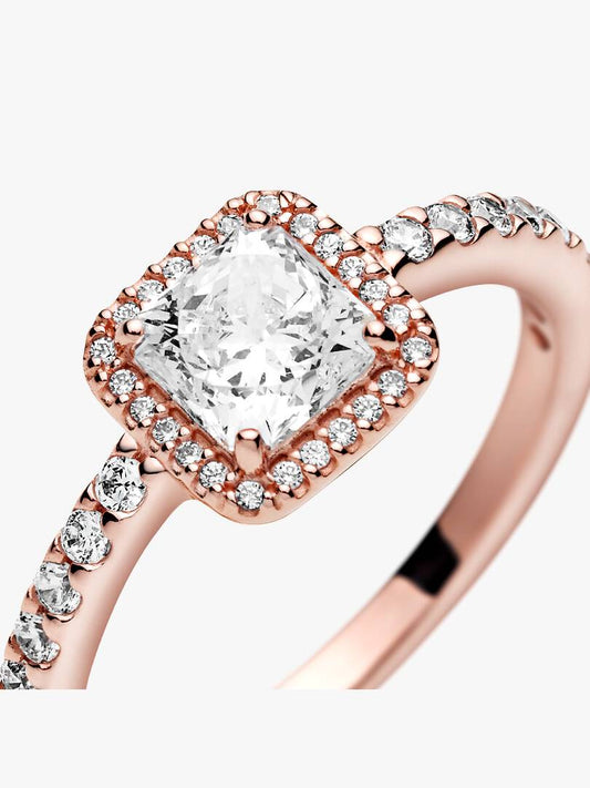 Anello Pandora Punto Luce Quadrato in Lega Metallica con Finitura Oro Rosa