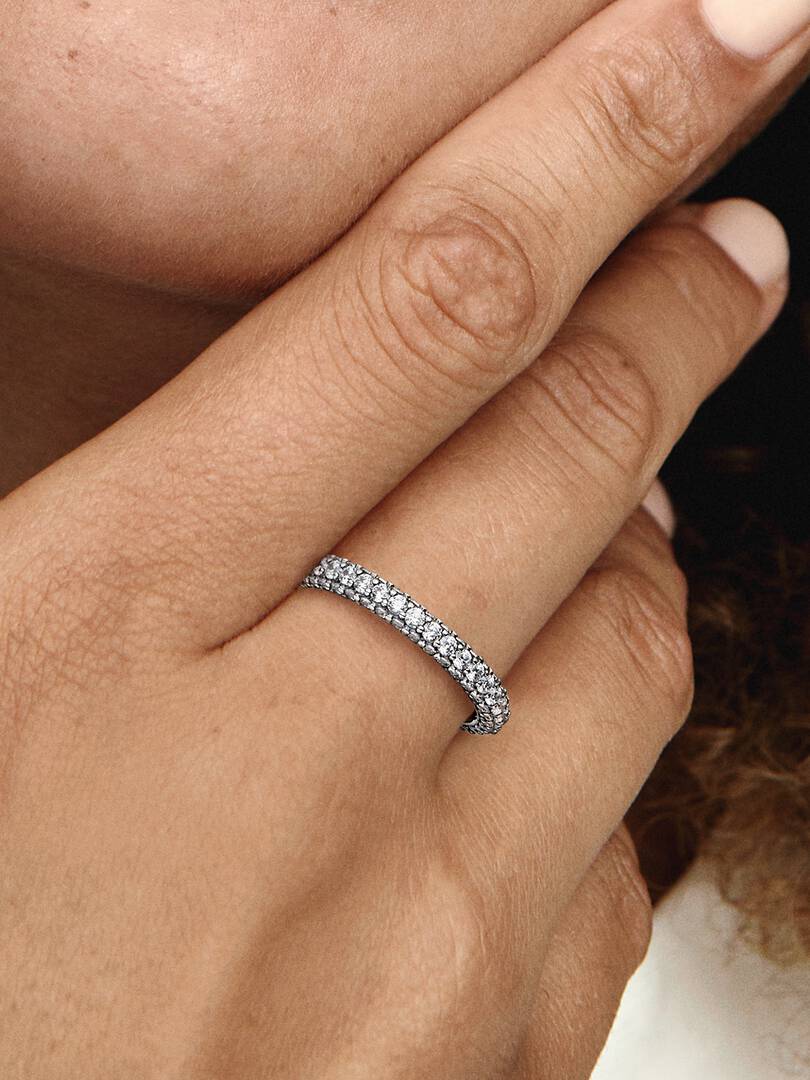 Anello Pandora Pavé Fascia Singola da Incidere in Argento Sterling 925 Donna