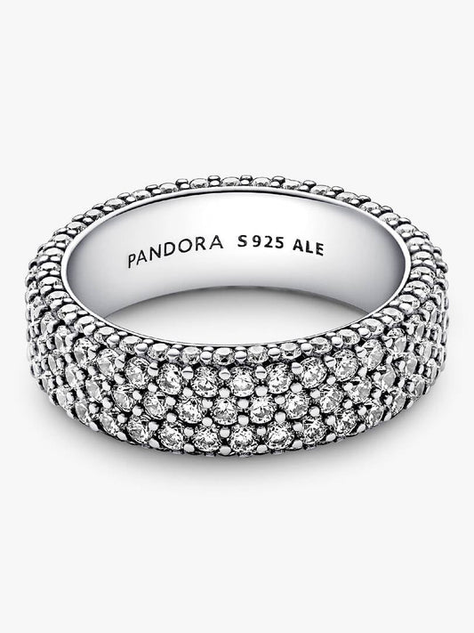 Anello Donna Pandora Pavé Fascia Tripla da Incidere in Argento Sterling 925