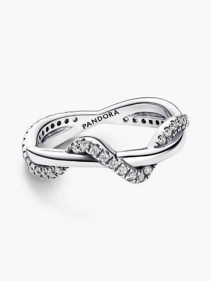 Anello Pandora Onda Intreccio Luminoso Argento 925