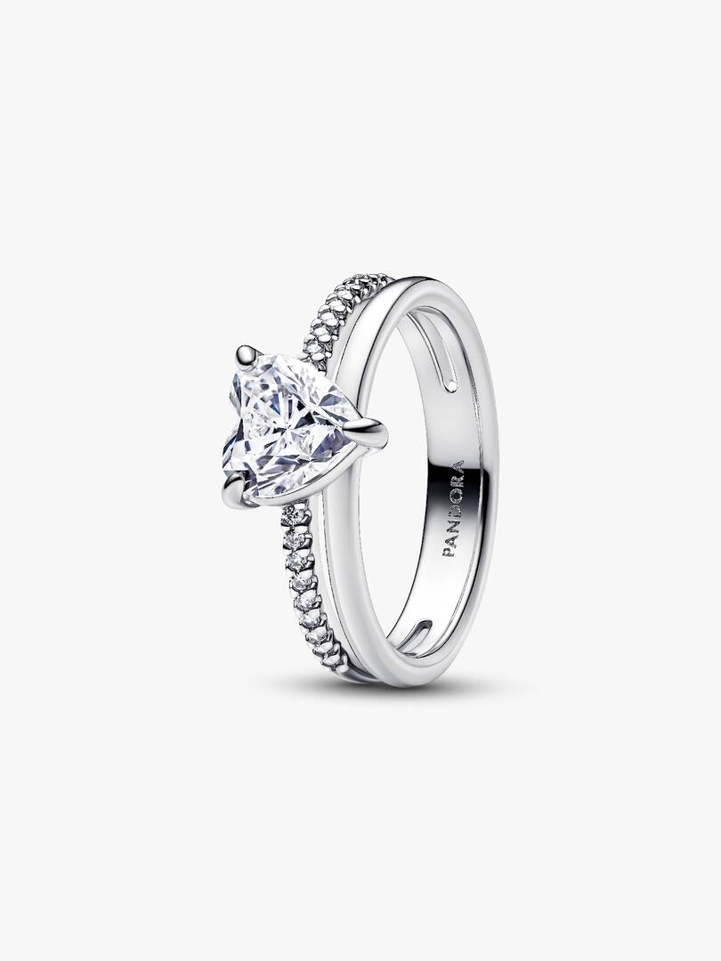 Anello Pandora Doppia Fascia con Cuore in Argento