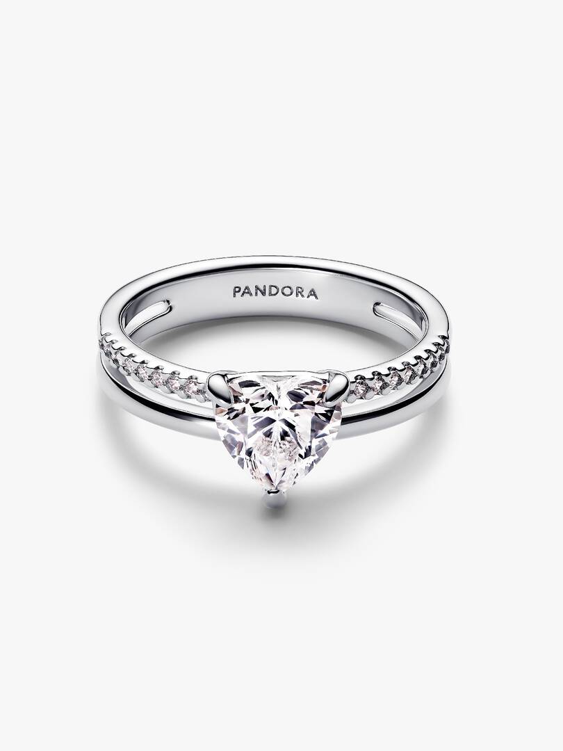 Anello Pandora Doppia Fascia con Cuore in Argento