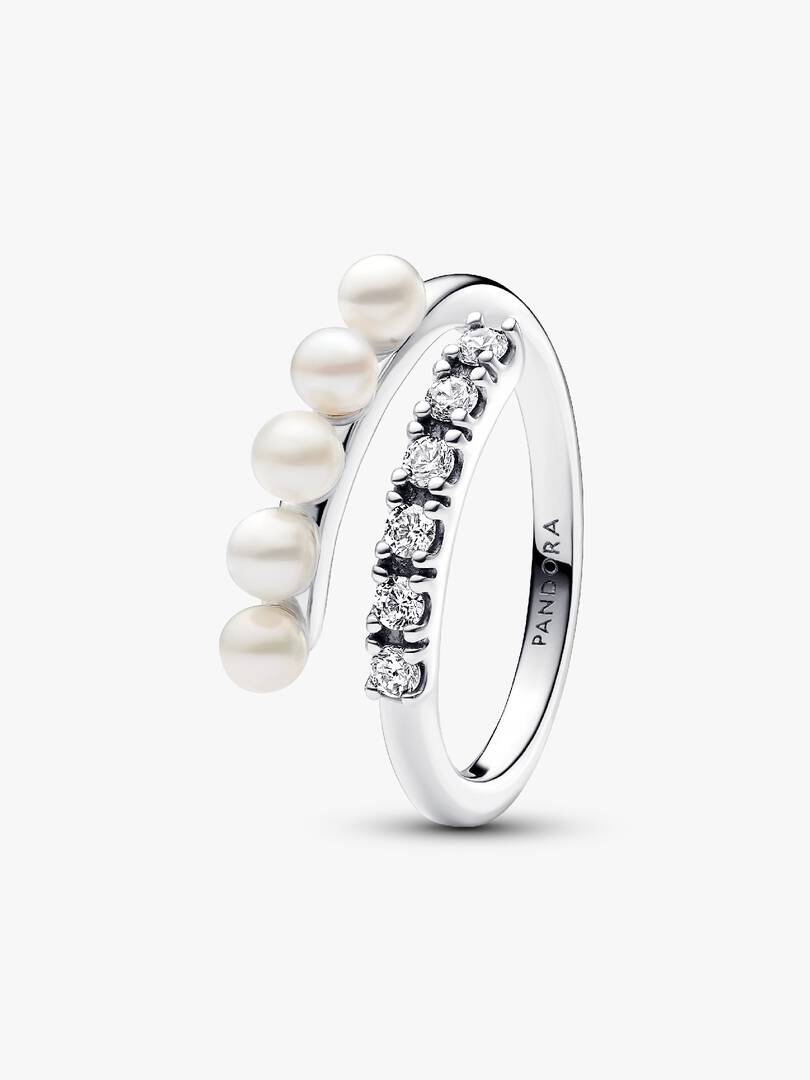 Anello Pandora Intreccio Perle e Pavé Argento 925