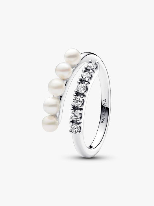 Anello Pandora Intreccio Perle e Pavé Argento 925