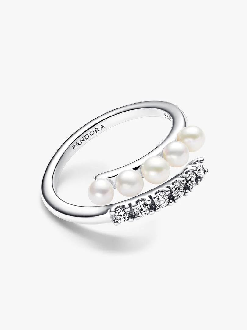 Anello Pandora Intreccio Perle e Pavé Argento 925