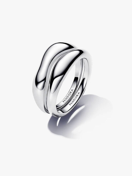 Set di 2 Anelli Pandora Linea Sinuosa Divisibile in Argento 925