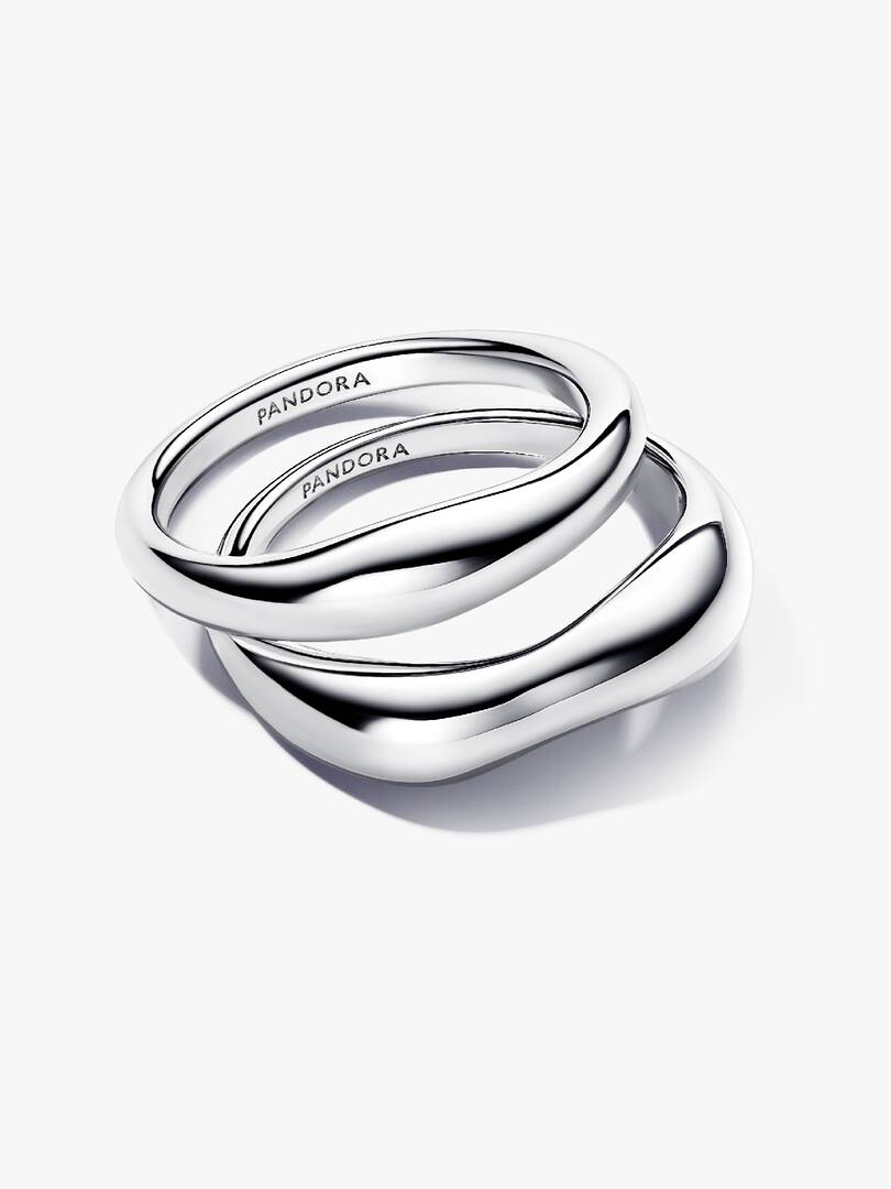 Set di 2 Anelli Pandora Linea Sinuosa Divisibile in Argento 925