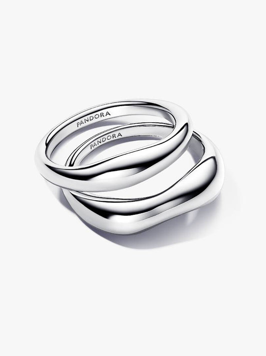 Set di 2 Anelli Pandora Linea Sinuosa Divisibile in Argento 925