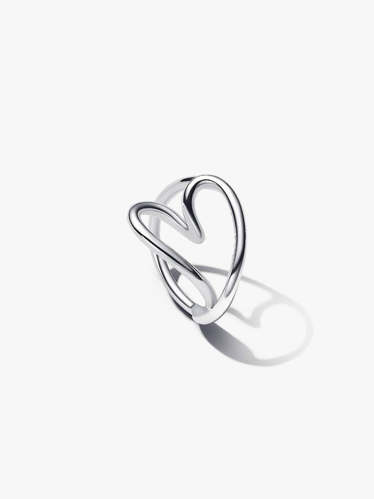 Anello Pandora Cuore Linea Sinuosa in Argento Sterling 925