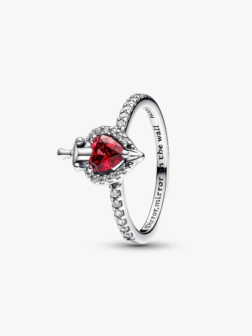Anello Pandora Disney Villains Regina Cattiva in Argento 925 con Cuore Fucsia