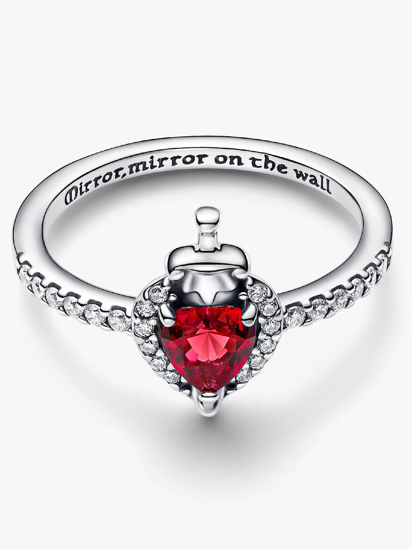 Anello Pandora Disney Villains Regina Cattiva in Argento 925 con Cuore Fucsia
