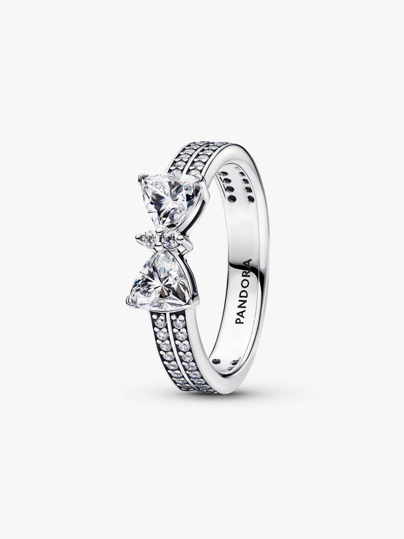 Anello Pandora Doppia Fascia Pavè Fiocco Luminoso