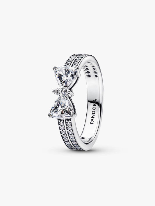 Anello Pandora Doppia Fascia Pavè Fiocco Luminoso