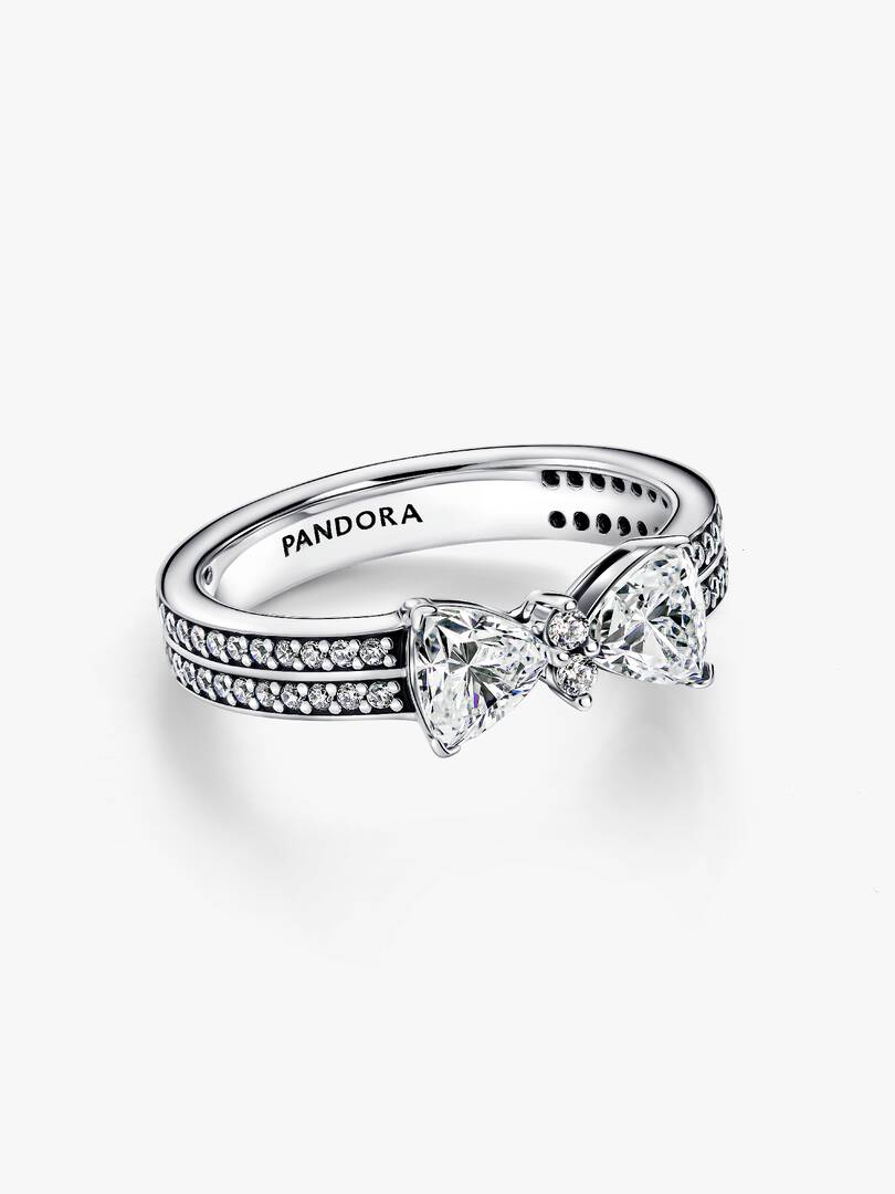 Anello Pandora Doppia Fascia Pavè Fiocco Luminoso