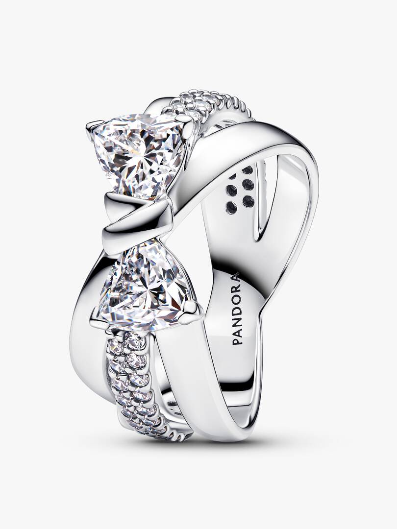 Anello Pandora Fascia Intrecciata con Fiocco Luminoso in Argento Sterling 925